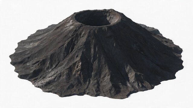 Volcano with crater and rugged texture