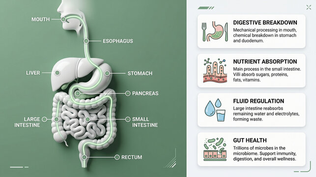 Digestive System Chart with Modular Learning Info Cards