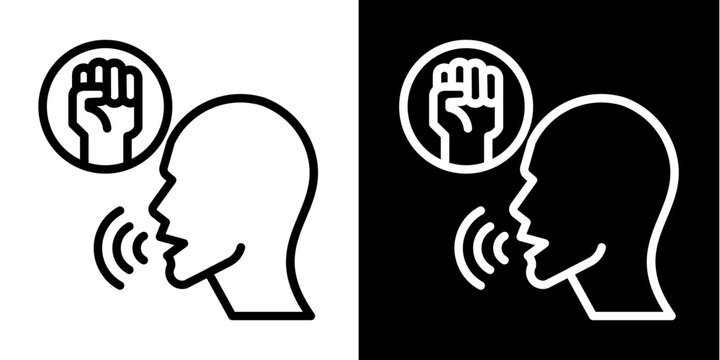 Verbal Protest  Icon Set White Line Style Collection