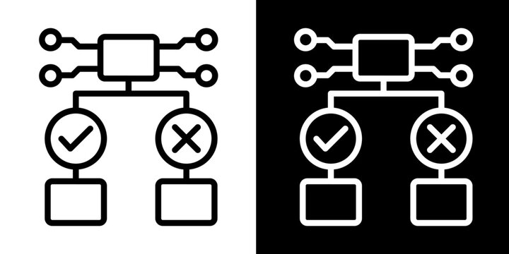 Decision Chart  Icon Set White Line Style Collection