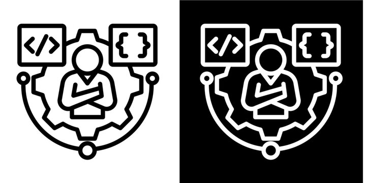 Coding Admin  Icon Set White Line Style Collection
