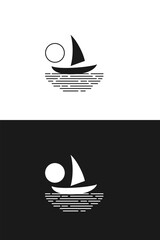Simple modern logo design of sailing ship silhouette © yasin