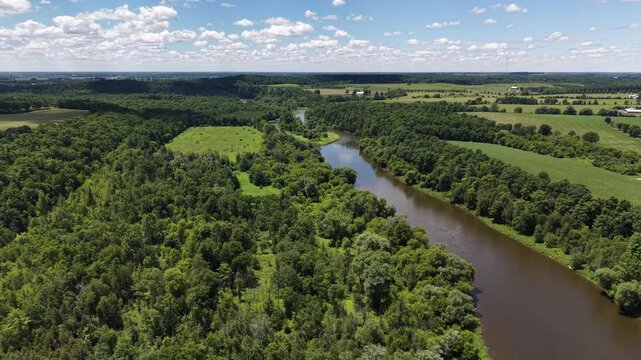 Aerial View of W.D. Foulds Bridge Over the Grand River in Glen Morris, Ontario
