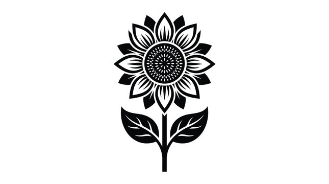 Black sunflower icon on white