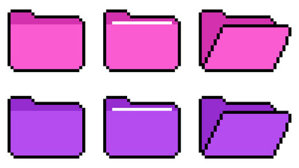 8-bit Pixel Art Pink and Purple Folder Icon Set © Yejin Woo