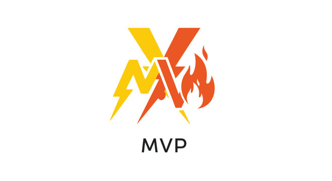 MVP logo with flame design.
