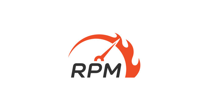 RPM logo with speedometer and flame.