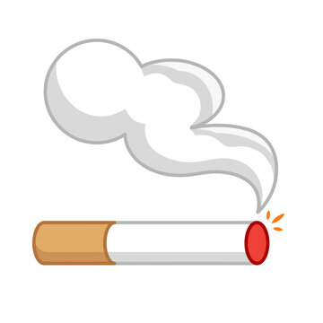 This image depicts a cigarette emitting smoke, representing themes of addiction, health risks, and the habit of smoking in a minimalist artistic style for strong impact.