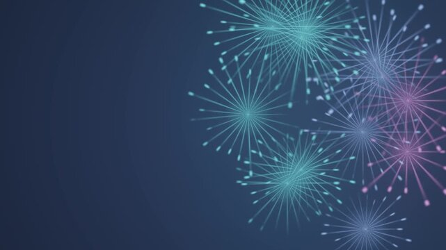 Abstract Firework Loop Background with Exploding Teal and Pink Light Particles