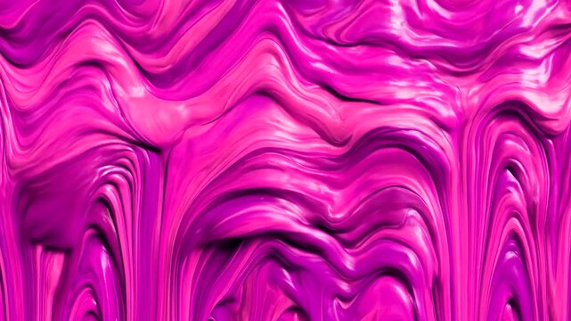 A vivid 3D abstract background displaying glossy flowing waves of bright magenta pink liquid slime and molten gel texture. Perfect for cosmetic brand visuals, fashion advertising, vibrant web header g