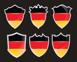Obraz premium german flag shield icon set with sleek glossy surface design