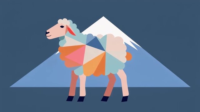 Geometric Sheep Mountain 4K Generative AI