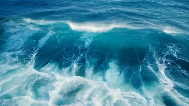 Aerial View of Turquoise Ocean Waves 4K Generative AI