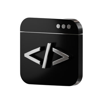 3d icon code brackets