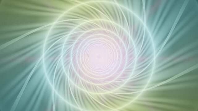 The scene shows a swirl of light in soft colors forming a spiral pattern. Light waves flow and create a sense of movement in a simple abstract artwork