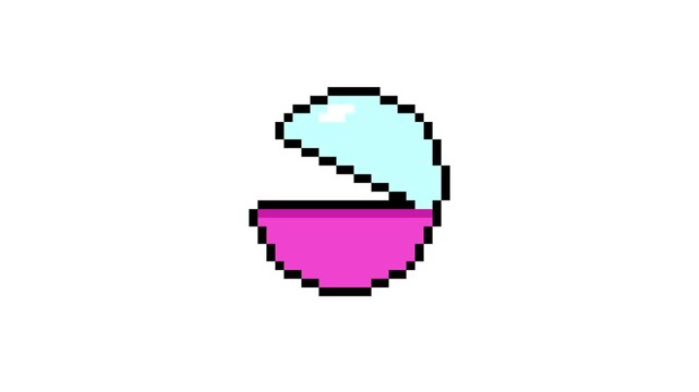 8-bit pixel art opened cute pink toy capsule. looped animation 4k 30fps
