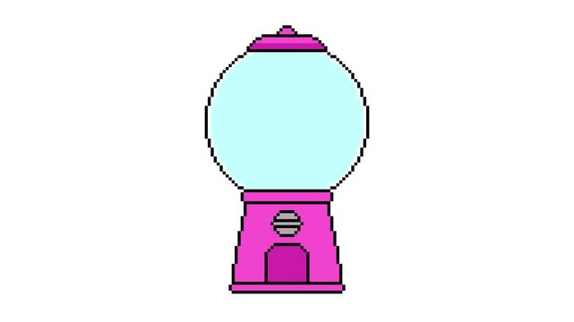 8-bit pixel art pink empty toy capsule gacha machine. looped animation 4k 30fps
