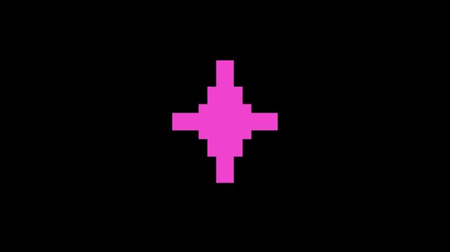 8-bit pixel art pink shining sparkle effect. looped animation 4k 30fps