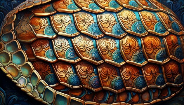 Abstract Ornate Turtle Shell Background