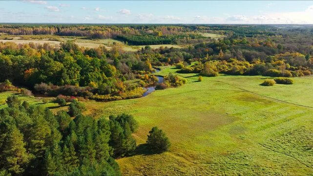 Sventaja River marks the border between Latvia and Lithuania near Rucava