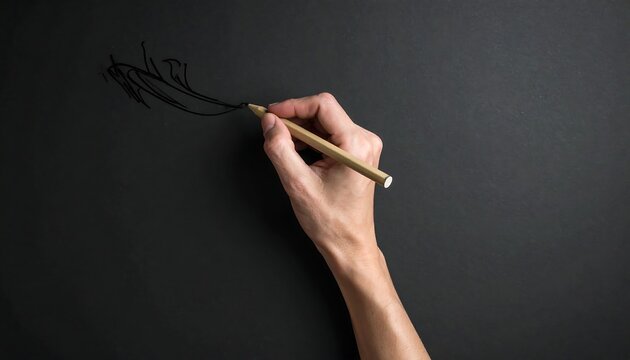 A hand holding a wooden tool against a dark background