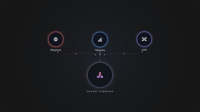 Swarm command interface with digital network nodes and data flow