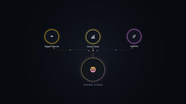 Ocean cloud infographic diagram with interconnected data nodes