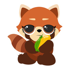 Naklejka premium Cute baby red panda character