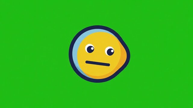 Abstract flat vector curious face animation green screen for educational kids puzzle video