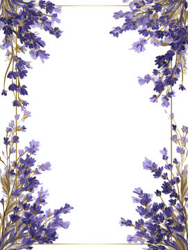 Lavender floral frame botanical elegant purple white border lavender floral frame
