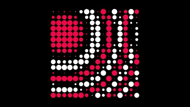 Abstract Countdown Timer with Red and White Circles on Black Background