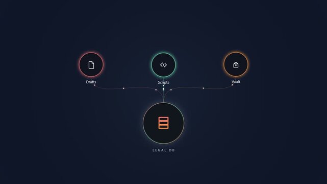 Legal ed digital interface showing data flow and security network