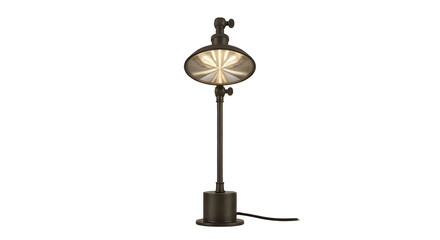 Vintage industrial upright table lamp with metal shade isolated on black  © Jurairat