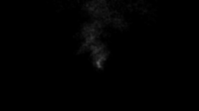 Smoke plume gradually evolves and thickens against a dark backdrop, illustrating the continuous movement and transformation of vapor, enhancing the visual depth and intrigue of the composition