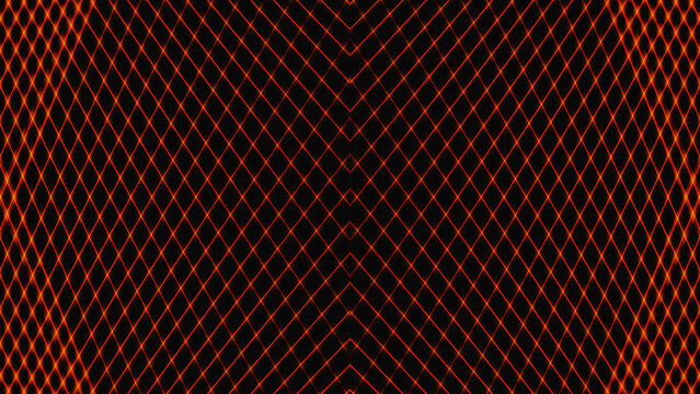 Red glowing neon criss cross mesh grid pattern abstract symmetrical digital background
