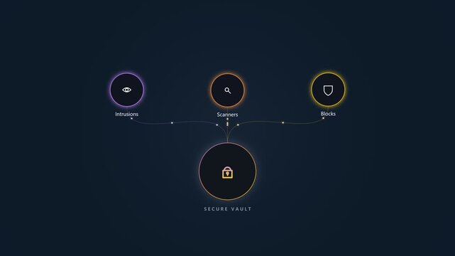 Secure vault digital interface with data protection network icons