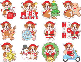 Naklejka premium Cute funny Bulldog sticker icon. Funny Bulldog 
