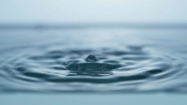 Closeup of water droplet splash creating a crown shape on the surface of the water