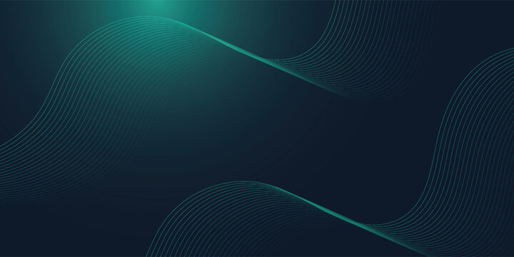 Abstract dark green wavy lines on dark background. Creative element design in vetor illustration