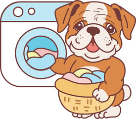 Obraz premium Cute funny Bulldog sticker icon. Funny Bulldog 