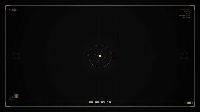 Cinematic Camera Viewfinder HUD with Timecode and Tech Data Overlay