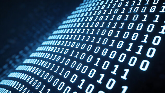 Binary code sequence on digital background