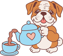 Fototapeta premium Cute funny Bulldog sticker icon. Funny Bulldog 