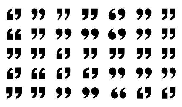 Quote Mark Silhouette Icon Set with Speech Quotes Double Apostrophes and Citation Symbols Editable Vector Collection