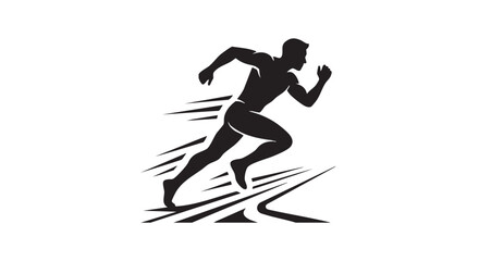 Obraz premium black vector icon of running woman silhouette on sprint trac