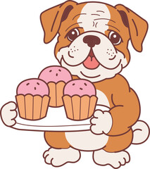 Fototapeta premium Cute funny Bulldog sticker icon. Funny Bulldog 