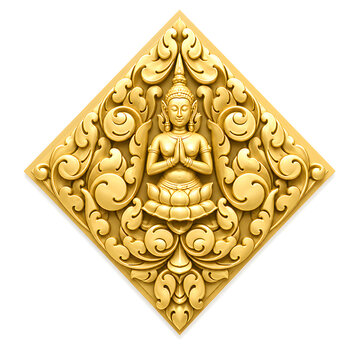 Golden Kbach Khmer Sculpture 3D art decoration