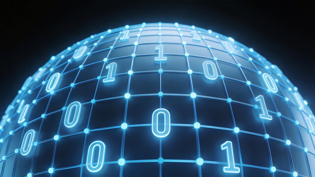 Digital globe with binary code