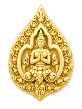 Golden Kbach Khmer Sculpture 3D art decoration