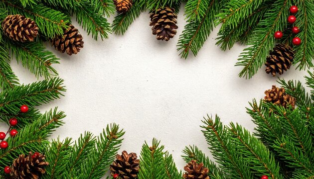 Holiday frame made of pine branches